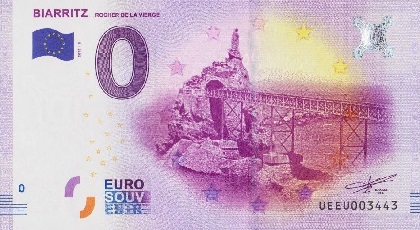 billet 0 euro souvenir Biarritz le rocher de la vierge