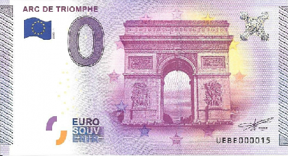 billet 0 euro souvenir arc de triomphe