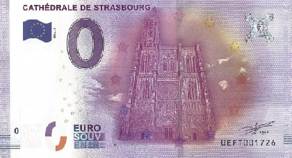 billet 0 euro souvenir cathédrale de Strasbourg