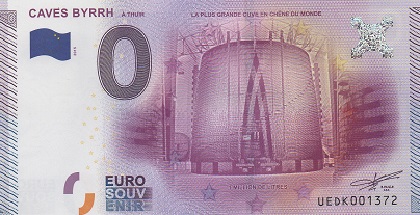 billet 0 euro souvenir caves Byrrh à THuir