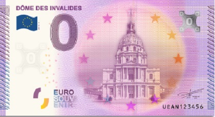 billet 0 euro souvenir dôme des invalides
