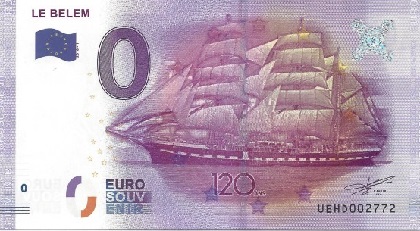 billet 0 euro souvenir le Belem