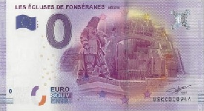 billet 0 euro souvenir les écluses de Fonséranes Bézier