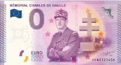 billet 0 euro souvenir mémorial Charles de Gaulle