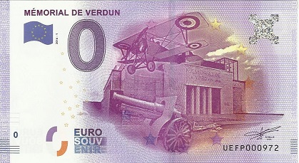 billet 0 euro souvenir mémorial de Verdun