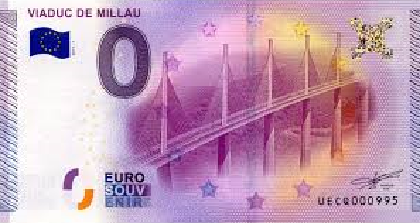billet 0 euro souvenir viaduc de Millau