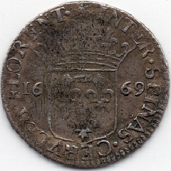 Monnaie de Dombes - 1/12 écu argent 1669 - Marie Louise d'Orléans