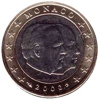 pièce de 1 euro monaco rainier III 2002