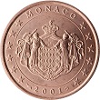 piece de 2 cent 2 centimes d'euro de monaco rainier III
