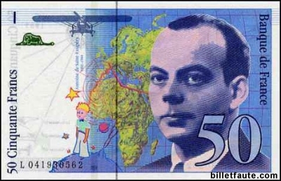 50 francs saint exupery variete sans strp