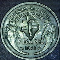 1 franc 1941 avec croix de lorraine 
