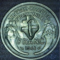 1 franc 1941 avec croix de lorraine