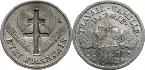 50 centimes etat francais avec croix de lorraine