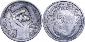 50 centimes avec croix de lorraine