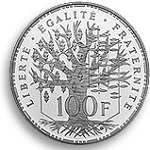 pièce 100 francs 1982-2001 argent Panthéon