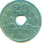 20 centimes état francais fer