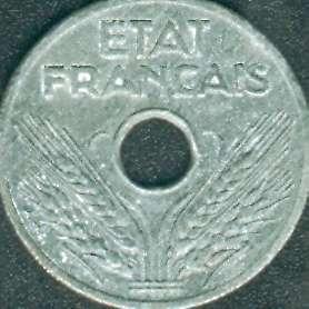 20 centimes état francais zinc 1942