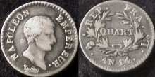 quart de franc napoleon empereur An 14