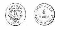 monnaie obsidionale 5 cent anvers louis XVIII 1814