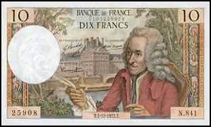 billet 10 francs Voltaire 1972