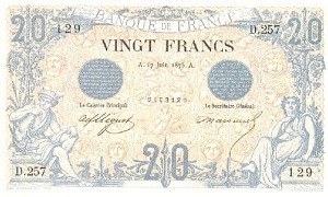 billet de 20 francs bleu 1906-1913