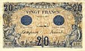billet de 20 francs noir 1874-1905