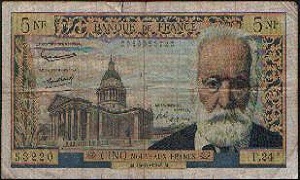 billet de 5 nouveaux francs NF Victor Hugo 1964
