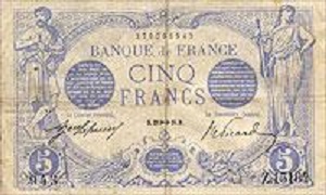 billet de 5 francs bleu 1915