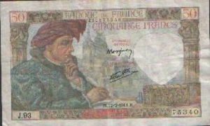 billet d50 francs Jacques Coeur 1941