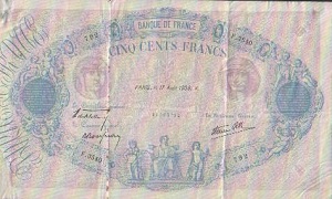 billet 500 francs 1936 bleu et rose