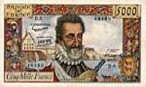 Billet de 5000 francs Henri IV 1957 et 1958
