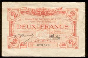 billet de 2 francs de la chambre de commerce