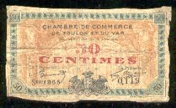 billet de 50 centimes de la chambre de commerce de Toulon