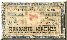 billet de 50 centimes de la chambre de commerce 