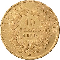 pièce 10 francs or 1860 Napoléon III