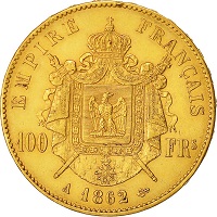 pièce 100 francs or 1862 Napoleon III
