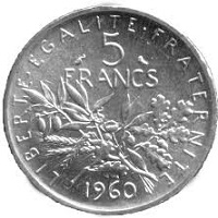 5 francs argent semeuse 1960