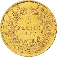 pièce 5 francs or 1866 Napoléon III