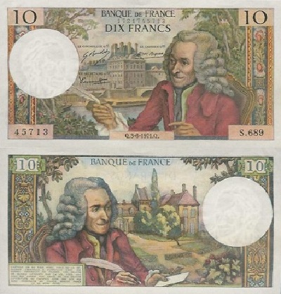 billet de 10 francs voltaire 1971