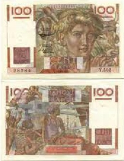 billet de 100 francs paysan 1952