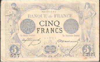 billet de 5 francs noir