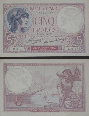 billet de 5 francs violet 1939