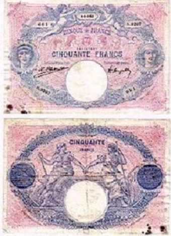 billet de 50 francs bleu et rose 1916