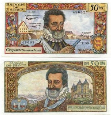 billet de 50 NF nouveaux francs henri IV 1960