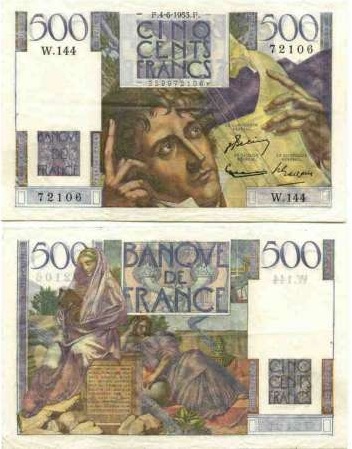 billet de 500 francs de 1953 chateaubriand