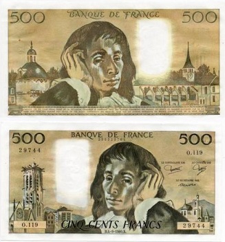 billet de 500 francs pascal