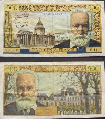 billet de 500 francs victor hugo 1954