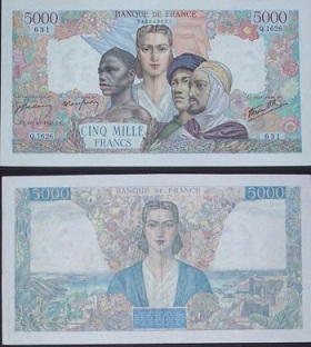 billet de 5000 francs 1946 empire francais