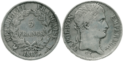 5 francs argent 1807 A type transitoire napoleon empereur