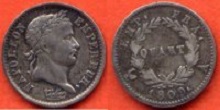 quart de franc 1809 tete lauree revers empire